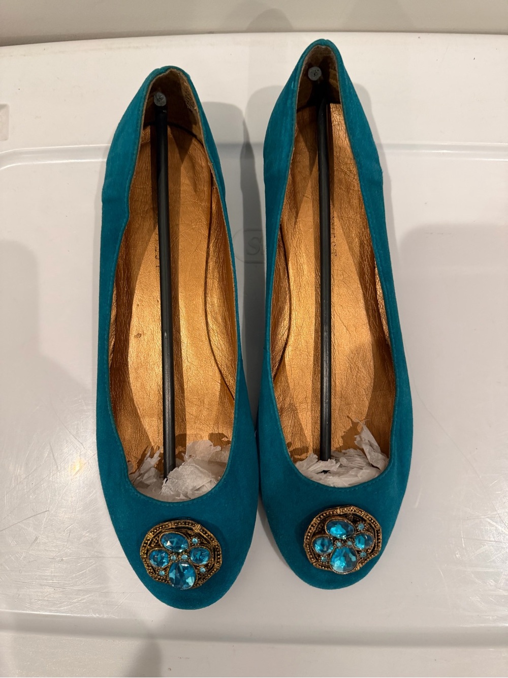 Nine West Women’s Teal Embellished jewel Ballet Flats size 10 - Picture 2 of 6